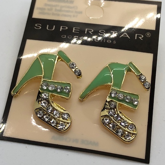 Light Green Stiletto Earrings - Picture 2 of 2